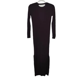 COS Women’s XS Burgundy Long Sleeve Open Back Maxi Wool Dress w Side Slits